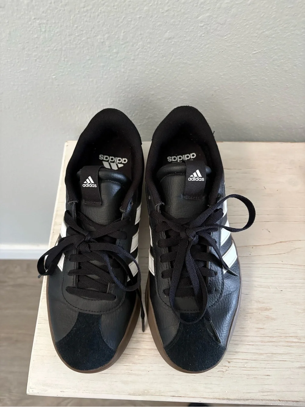 adidas Black & White Low-Top Sneakers with Gum Sole